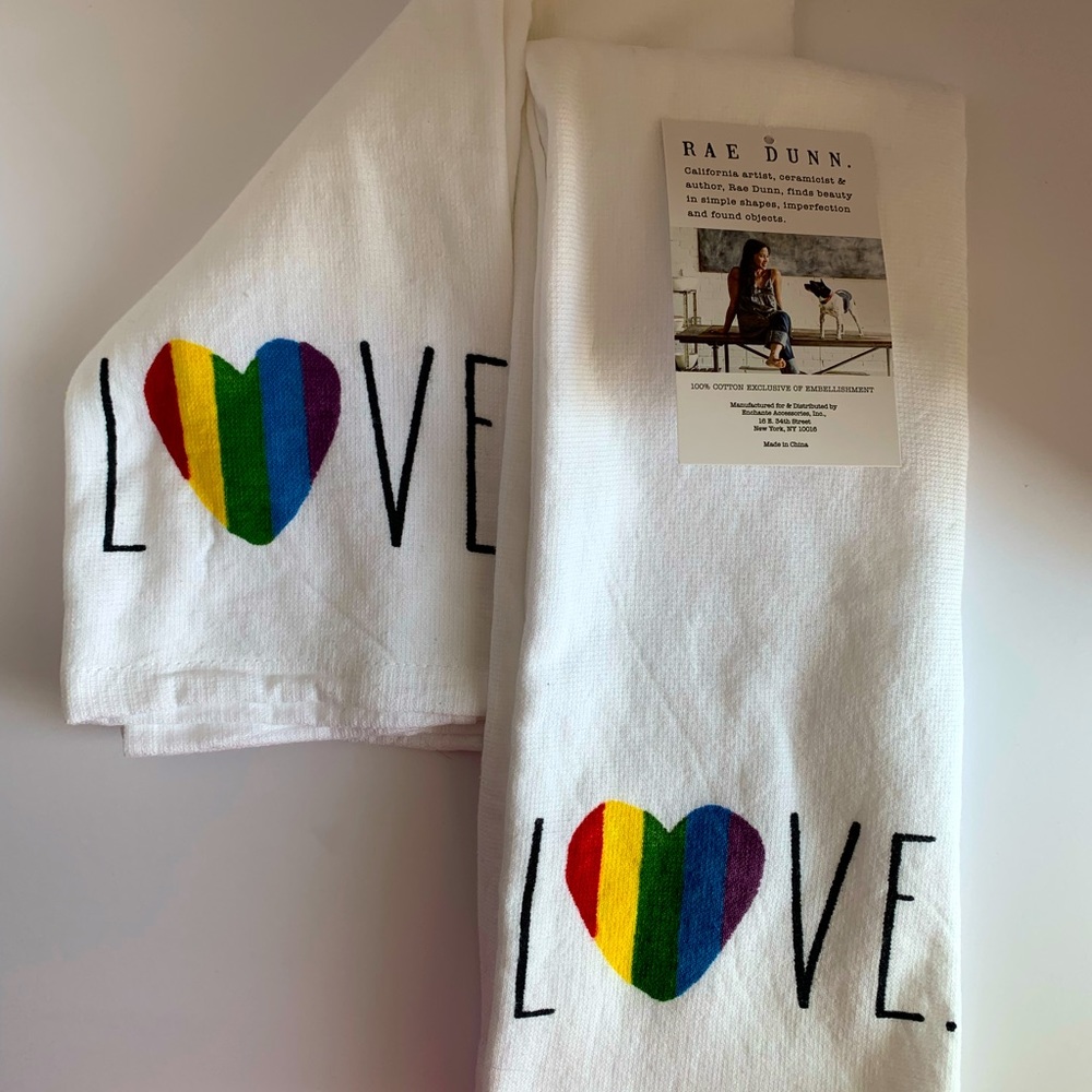 LOVE Rae Dunn Kitchen Towels 💜❤️🌈💚💙💛🧡 - Picture 2 of 3